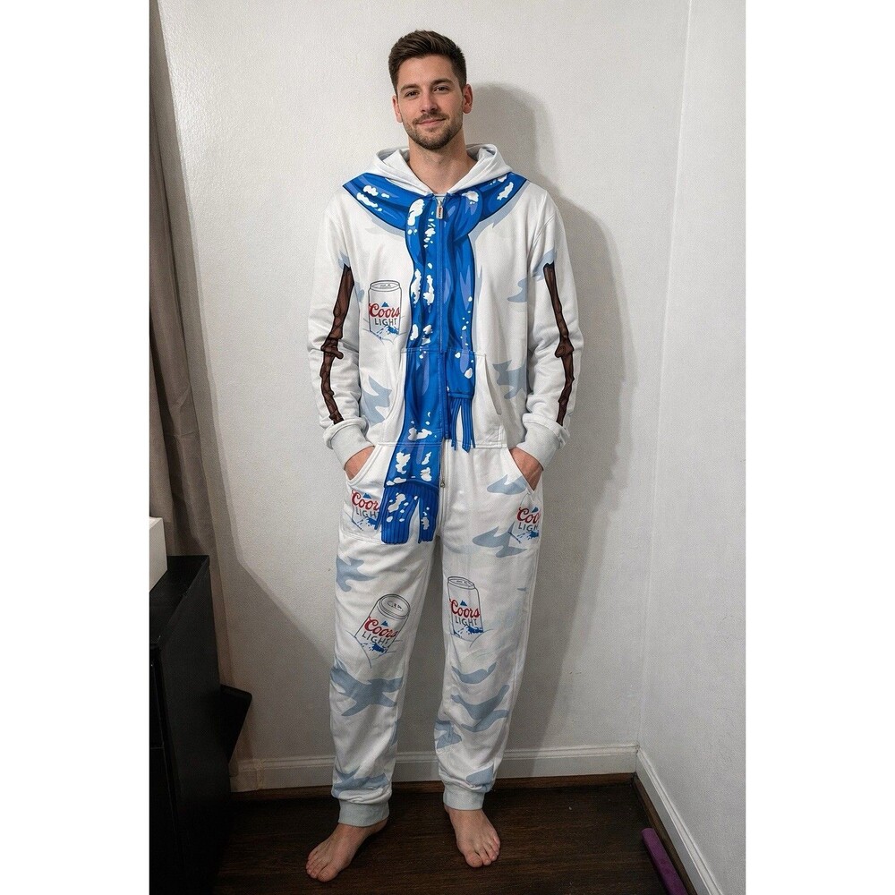 Coors Light Made To Chill One Piece Pajamas XL Holiday Beer Costume